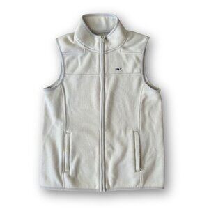 Vineyard Vines Women's Fleece Vest in Cream/Off White Size Medium